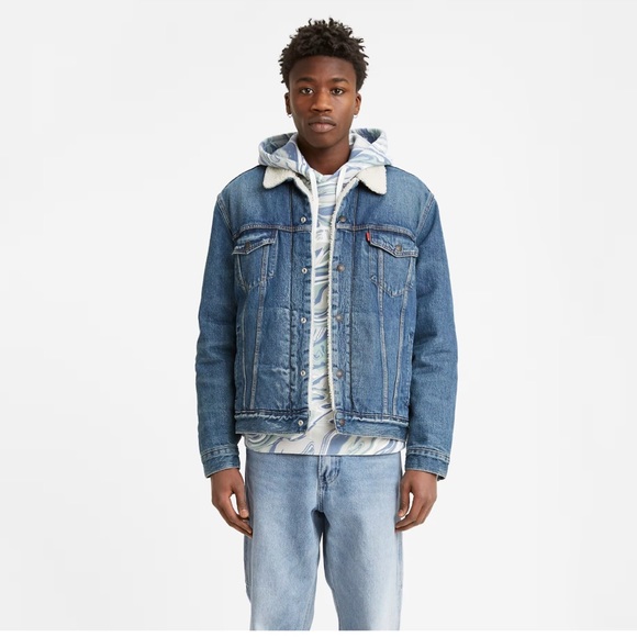 Levi's Men's Denim Sherpa Lined Insulated Trucker Denim Jacket, Light Wash, S - Picture 12 of 12